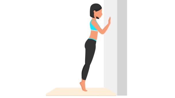 Τοίχο Push Ups Άσκηση Φροντιστήριο Γυναικεία Γυμναστική Στο Χαλάκι Γυμναστική — Αρχείο Βίντεο