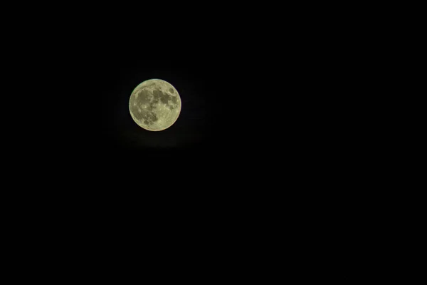 Полная Луна Ночном Небе Левый Угол — стоковое фото