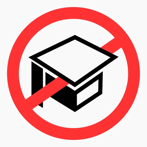 Žádná Ikona Vysokoškolského Vzdělávání Zákaz Studia Žádné Vzdělání Žádní Studenti — Stockový vektor