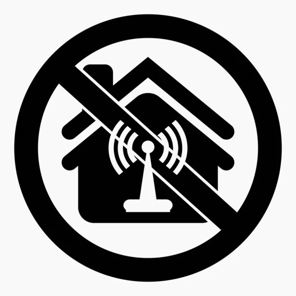 Iicon Evde Kablosuz Yok Evde Yasağı Var Evde Kablosuz Kullanmayın — Stok Vektör