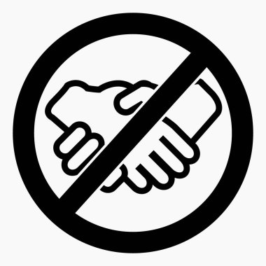 Arkadaşlık yok. Tokalaşmak yok. İçki yasağına dokun. Vektör simgesi.