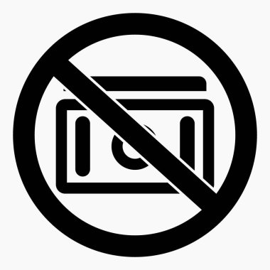 Para yok. Nakit kullanmayın. Ödeme için değil. Ödeme yasağı. Vektör simgesi.