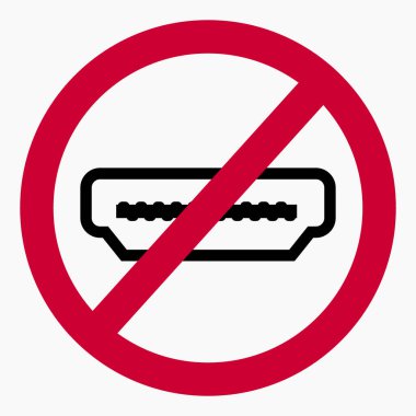HDMI bağlantısı yok. HDMI yok. Web siteleri ve mobil minimal düz tasarım için ticari satır vektör simgesi.