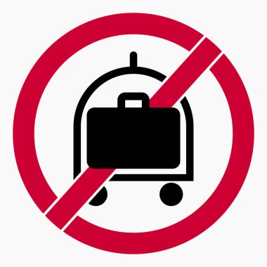 Bagaj yok. Bagaj almayın. Bir bavul taşıma. Vektör simgesi.