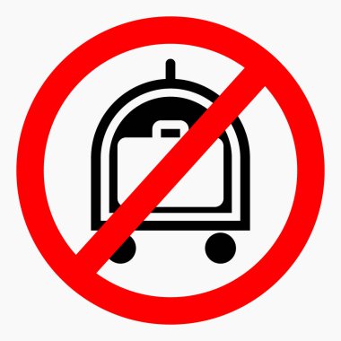 Bagaj yok. Bagaj almayın. Bir bavul taşıma. Vektör simgesi.