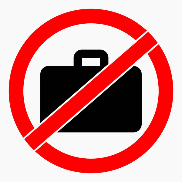 Без багажа. Не берите багаж. Не носите чемодан. Значок вектора.