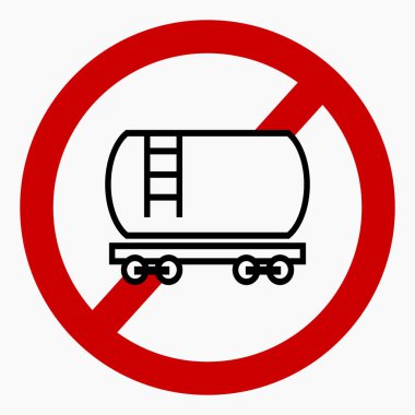No rail tank car. Prohibition on railway tank car. Movement prohibited railway tank. Vector icon.