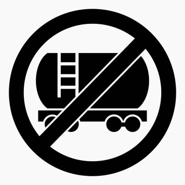 No rail tank car. Prohibition on railway tank car. Movement prohibited railway tank. Vector icon.