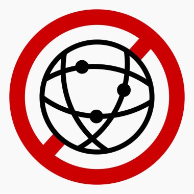 İnternet simgesi yok. Arama iptal edildi. Bağlantı yok. Sosyal medya yasağı. Sosyal ağ diye bir şey yok. Sosyal ağların kısıtlanması. Vektör simgesi.