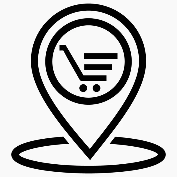 Ikona Lokalizacji Sklepu Lokalizacja Supermarketu Miejsce Mapie Placówek Ikona Wektora — Wektor stockowy