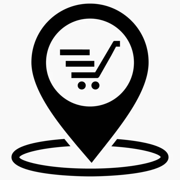 Ikona Lokalizacji Sklepu Lokalizacja Supermarketu Miejsce Mapie Placówek Ikona Wektora — Wektor stockowy