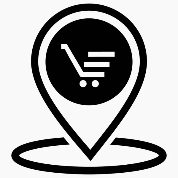 Standort Symbol Speichern Supermarktstandort Platz Auf Der Karte Der Outlets — Stockvektor