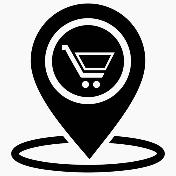 Значок Местоположения Магазина Расположение Супермаркета Место Карте Торговых Точек Значок — стоковый вектор