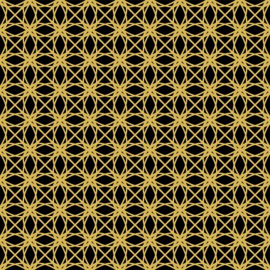 Soyut. Geometrik, dikişsiz, altın rengi, siyah arkaplan. vektör.