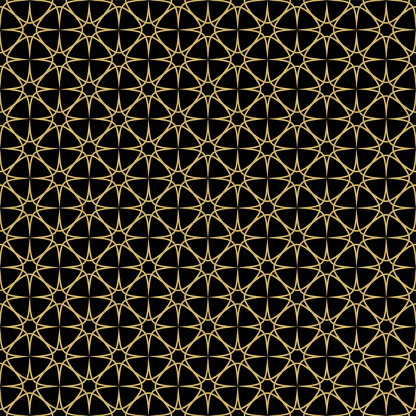 抽象的 幾何学的なシームレスなパターン金 黒の背景 ベクトル — ストックベクタ
