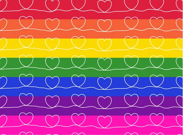 Lgbtプライド月間 シームレスなパターンカラフルなハート虹色の背景 ベクトル — ストックベクタ