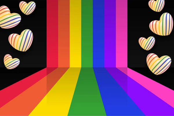 Monat Des Lgbt Stolzes Bunte Regenbogenfarbe Hintergrund Design Mit Buntem — Stockvektor