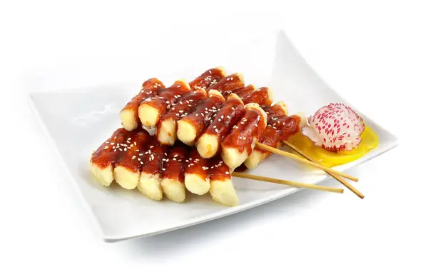 Tteokbokki Goreng Dengan Sauce Rice Cake Stick Korean Food Style Stok Foto
