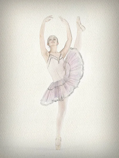 バレエダンサーの水彩画 — ストック写真