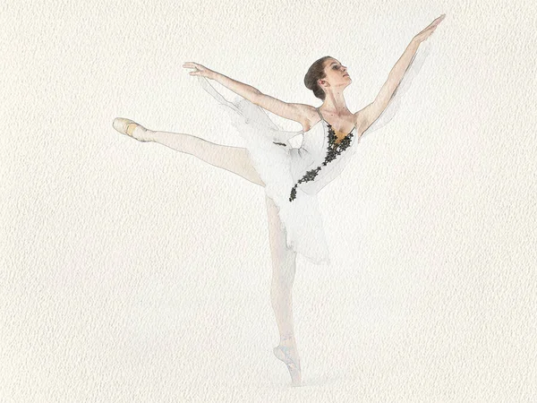 Acuarela Con Una Bailarina Ballet —  Fotos de Stock