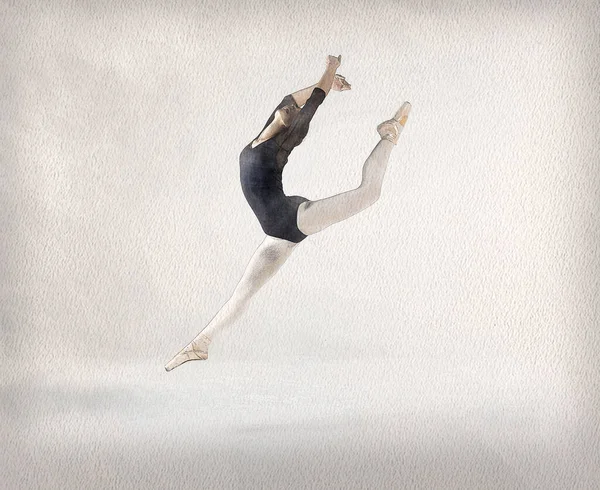 Akvarell Balett Táncossal — Stock Fotó