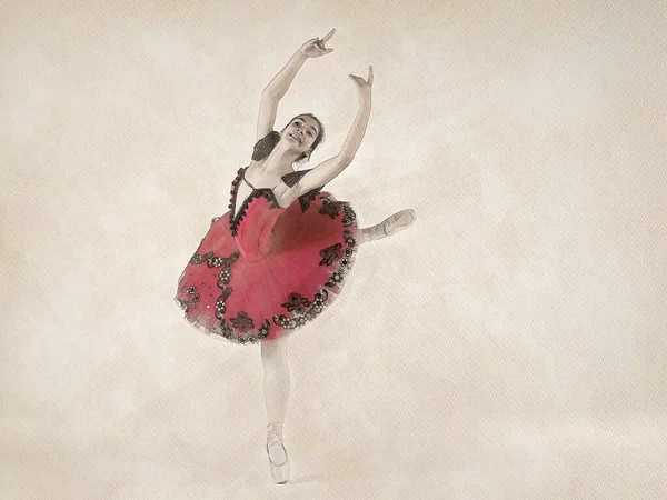 Acuarela Con Una Bailarina Ballet —  Fotos de Stock