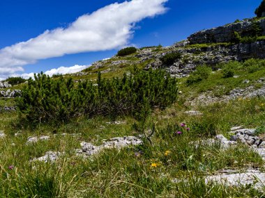 Dağ manzarası, mavi gökyüzü, İtalya 'da