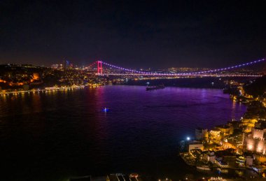 BEYKOZ FATIH SULTAN SELIM BÖLÜMÜ İstanbul 'un Boğaz Köprüsü Gece Aydınlandı. İstanbul 'daki Boğaz Köprüsü' nün nefes kesici hava manzarası. Türkiye İHA 'sı güzel bir Anadolu Kalesi vurdu  