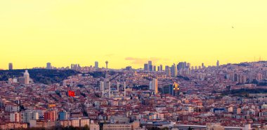 İstanbul 'un havadan görüntüsü, Türkiye. Gündoğumu saatindeki tarihi şehir manzarası 