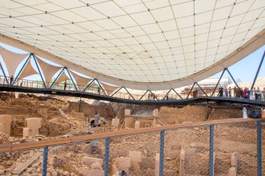 Archaeologists Unearth Ancient Secrets at Gobekli Tepe. Archaeologists meticulously excavate the prehistoric site of Gobekli Tepe in Turkey, revealing T-shaped pillars, circular enclosures, and stone clipart