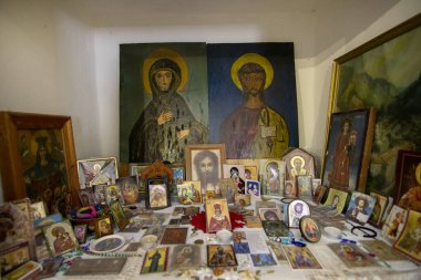 OBROCHISHTE, BULGARIA - JUNE 6, 2019: Ak Yazili Sultan Baba Dervish, tekke, an inside view the 16 century tomb of the muslim religious bektashi leader in Obrochishte, Bulgaria clipart