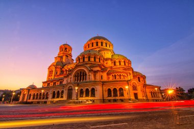 Bulgaristan 'ın başkenti Sofya' daki Alexander Nevsky Katedrali 'nin manzarası