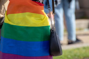 SOFYA, BULGGARIA - 8 Haziran 2019: İnsanlar LGBT Sofya 'nın eşitlik ve LGBT toplumuna ayrımcılık yapılmaması konulu yıllık LGBT gurur geçidine katıldılar.