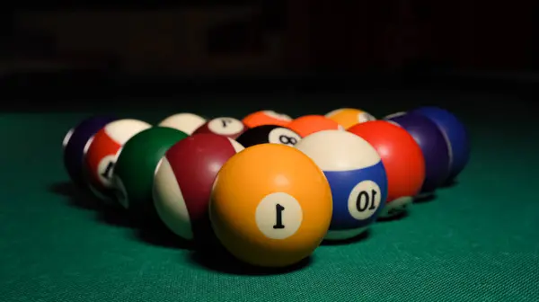 Billiards triangle. A lot of american pool balls. High quality photo