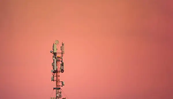 Celular antenna on sunset. Celular antenna 3g, 4g, 5g. High quality photo