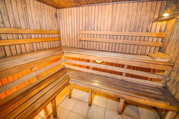 Sauna Spa Interior. Yelloy wood in sauna. High quality photo