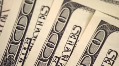 Yüzlerce dolarlık banknotlar kapanır. Yüksek kaliteli video