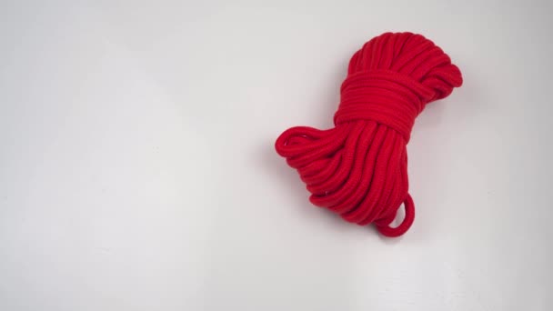 Red Mouth Gag Rope Bdsm Fetish Accessories Isolated White Background — Stock Video