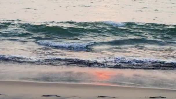 Niebieskie Fale Plaży Zachodzie Słońca Wysokiej Jakości Wideo — Wideo stockowe