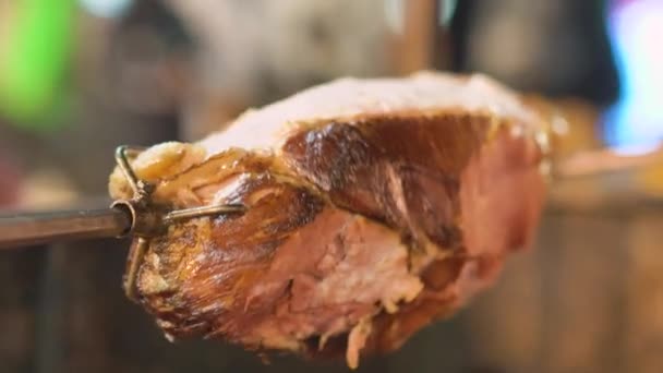 Kawałek Mięsa Jagnięcego Obrotowym Grillu Wysokiej Jakości Wideo — Wideo stockowe