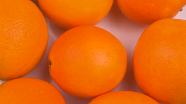 Апельсины Рынке Белом Крупным Планом Высокое Качество Видео — стоковое видео
