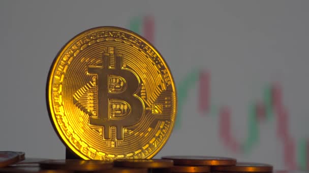 Bitcoin Monye Blurry Price Graphic High Quality Photo — Stock Video