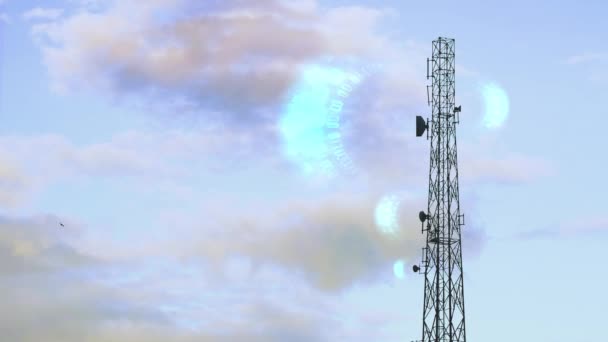 Telekomunikacja Animowane Fale Antena Wieża Komórkowa Wysokiej Jakości Materiał — Wideo stockowe