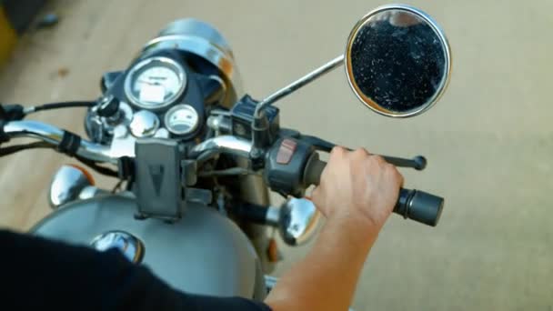 Panel Instrumentos Motocicleta Desde Primer Plano Vista Superior Video Alta — Vídeos de Stock