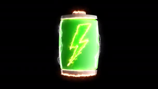 Ikon Baterai Modern Diisolasi Dengan Warna Hitam Mengisi Konsep Teknologi — Stok Video