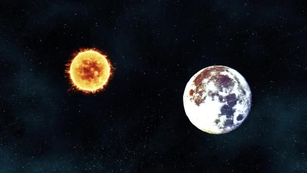月亮和太阳在恒星空间 高质量的4K镜头 — 图库视频影像