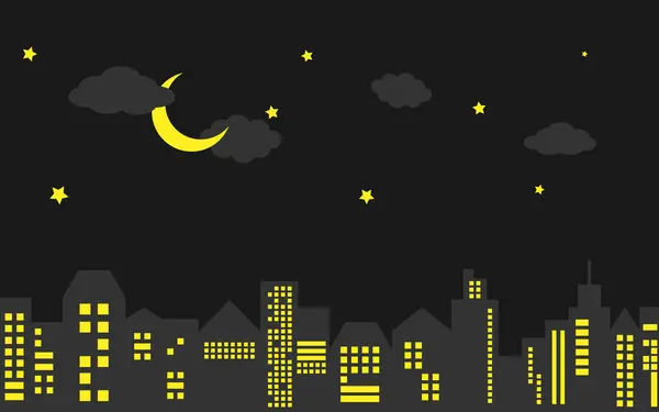 Gece şehir hayatı ve binalar ve ışıklar, modern yaşam tarzı..