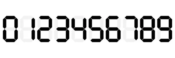 Web ve tasarım için beyaz üzerine izole edilmiş siyah dijital Arap rakamları ve numaraları, vektör illüstrasyonu.