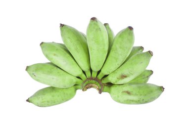 Beyazlar üzerinde soyutlanmış çiğ yeşil muz..