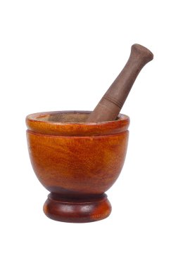 Bu ahşap havan topuzu beyaz üzerine izole..